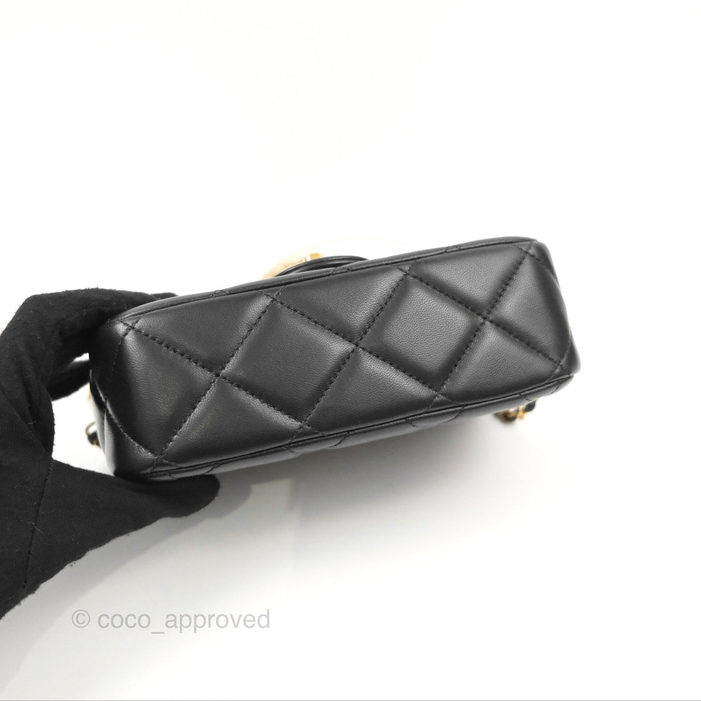Chanel Quilted My Perfect Mini With Pearl Black Lambskin Gold Hardware