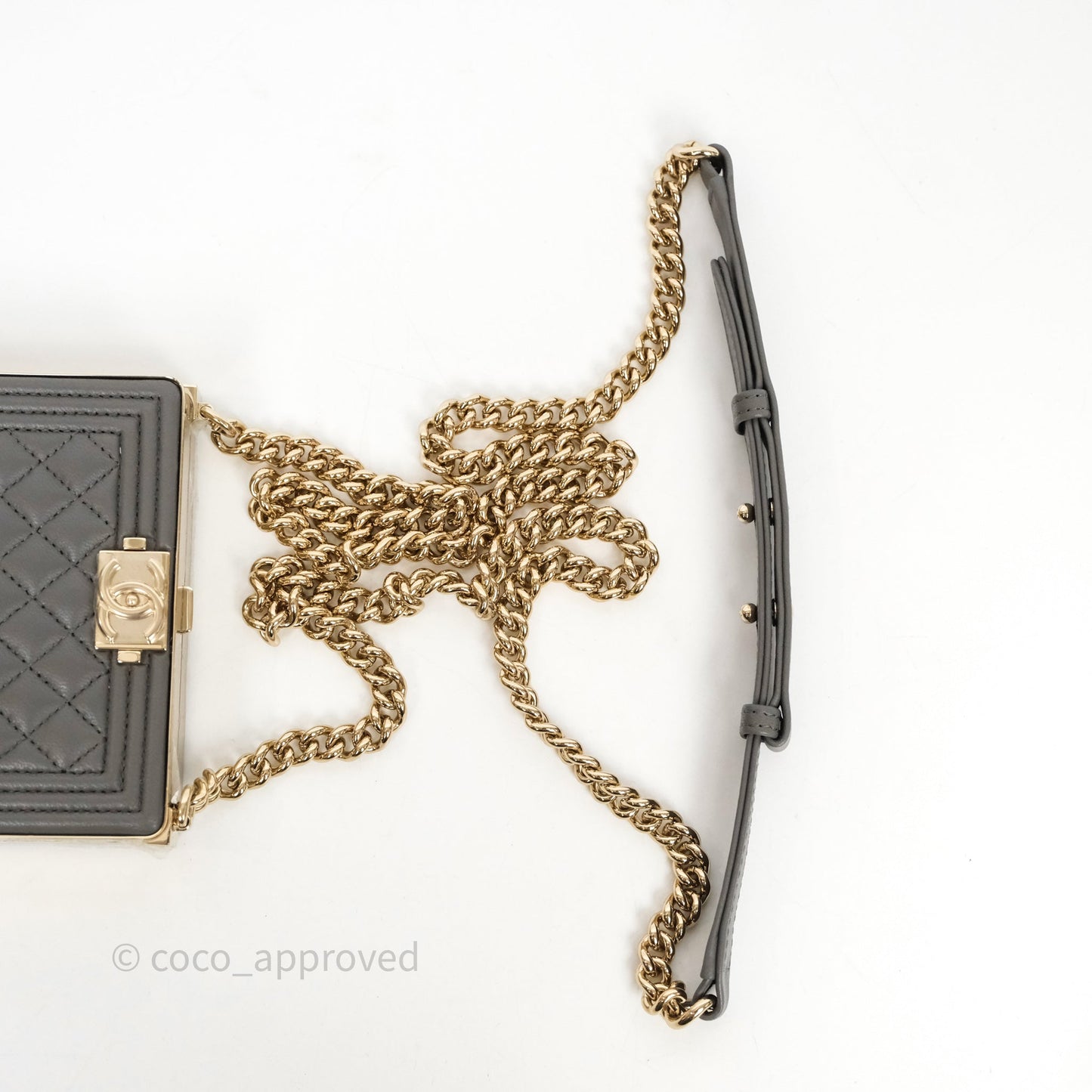 Chanel Grey Boy Mini Clutch Lambskin Gold Hardware
