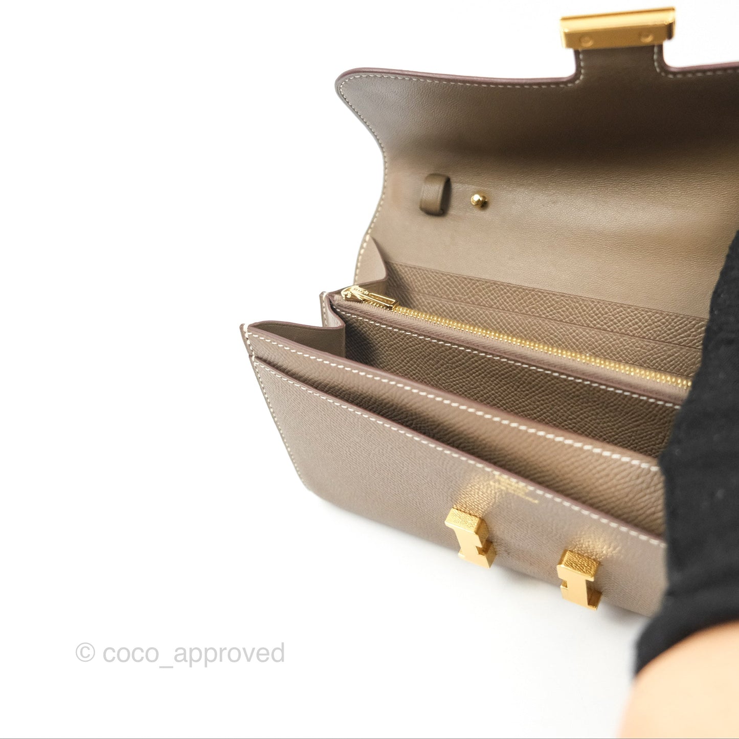 Hermès Constance To Go Wallet Etoupe Epsom Gold Hardware