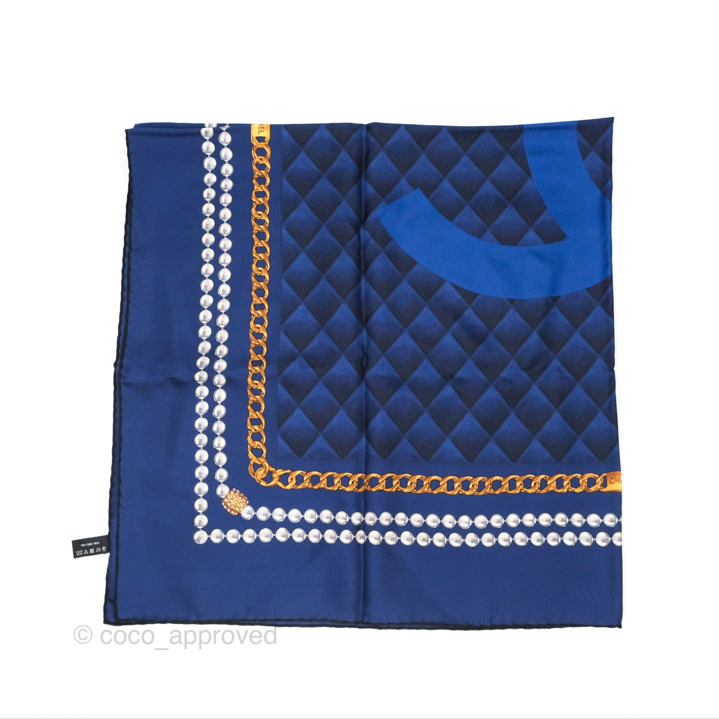 Chanel Square Silk Scarf 90 Navy