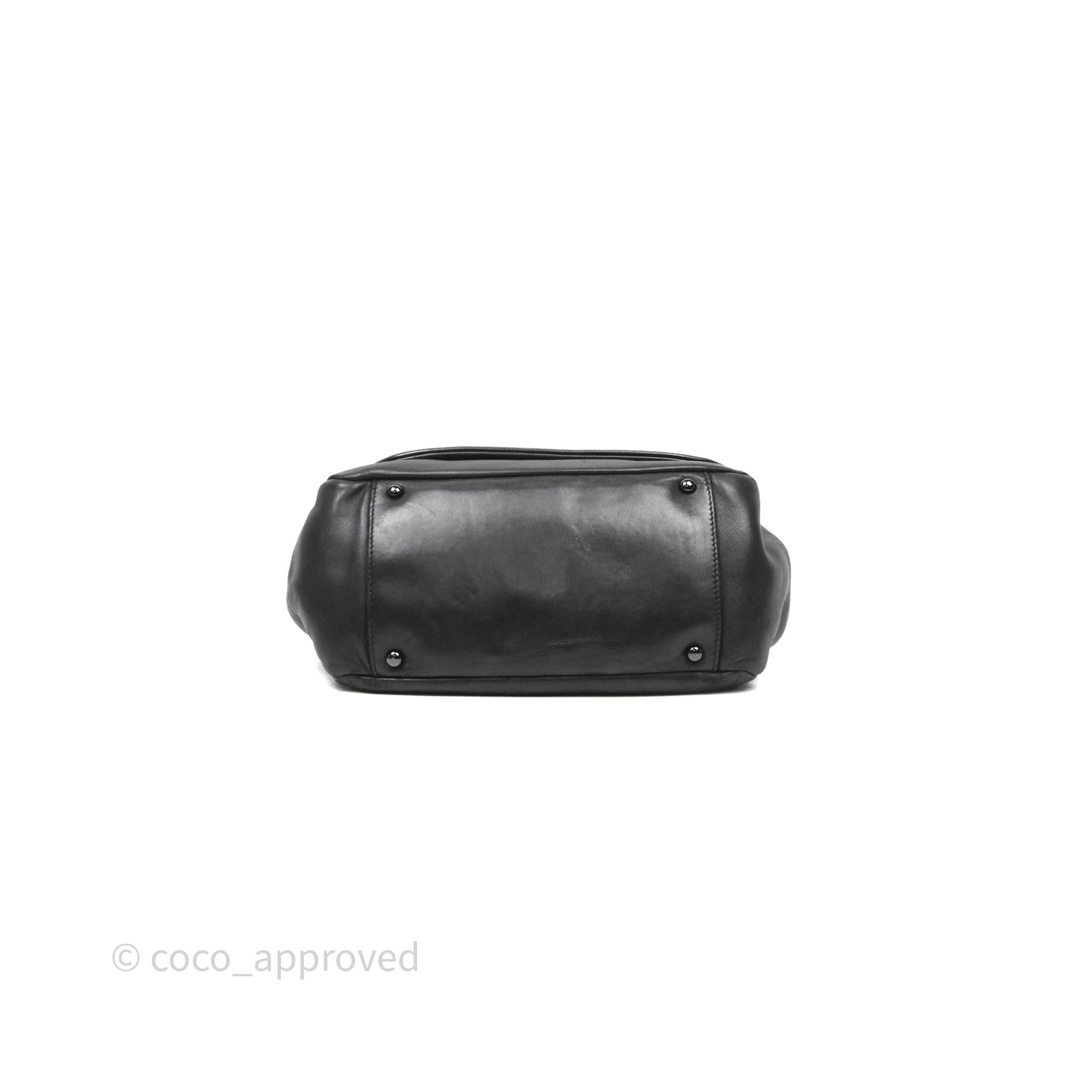 Chanel Lambskin Studded Accordion Black CC Flap Bag So Black Hardware