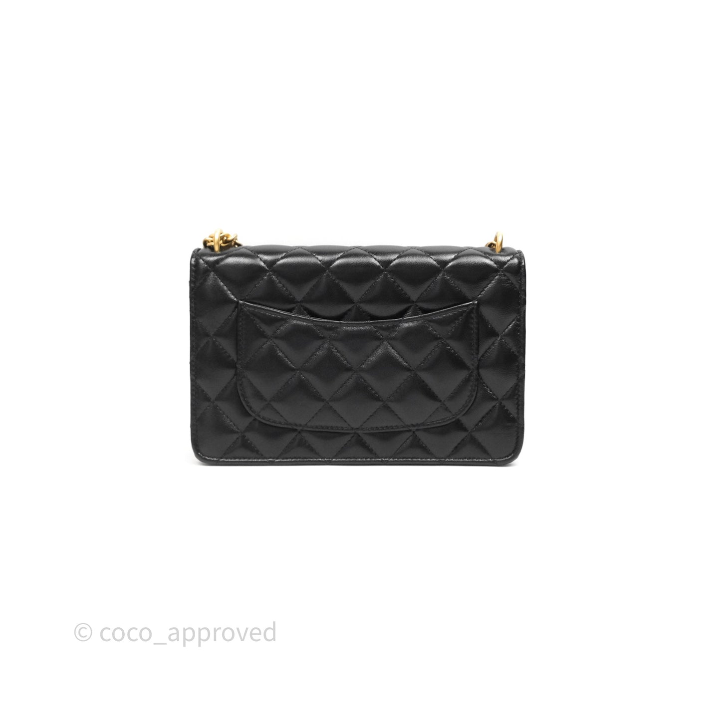 Chanel Heart Adjustable Chain WOC Black Lambskin Aged Gold Hardware 25C