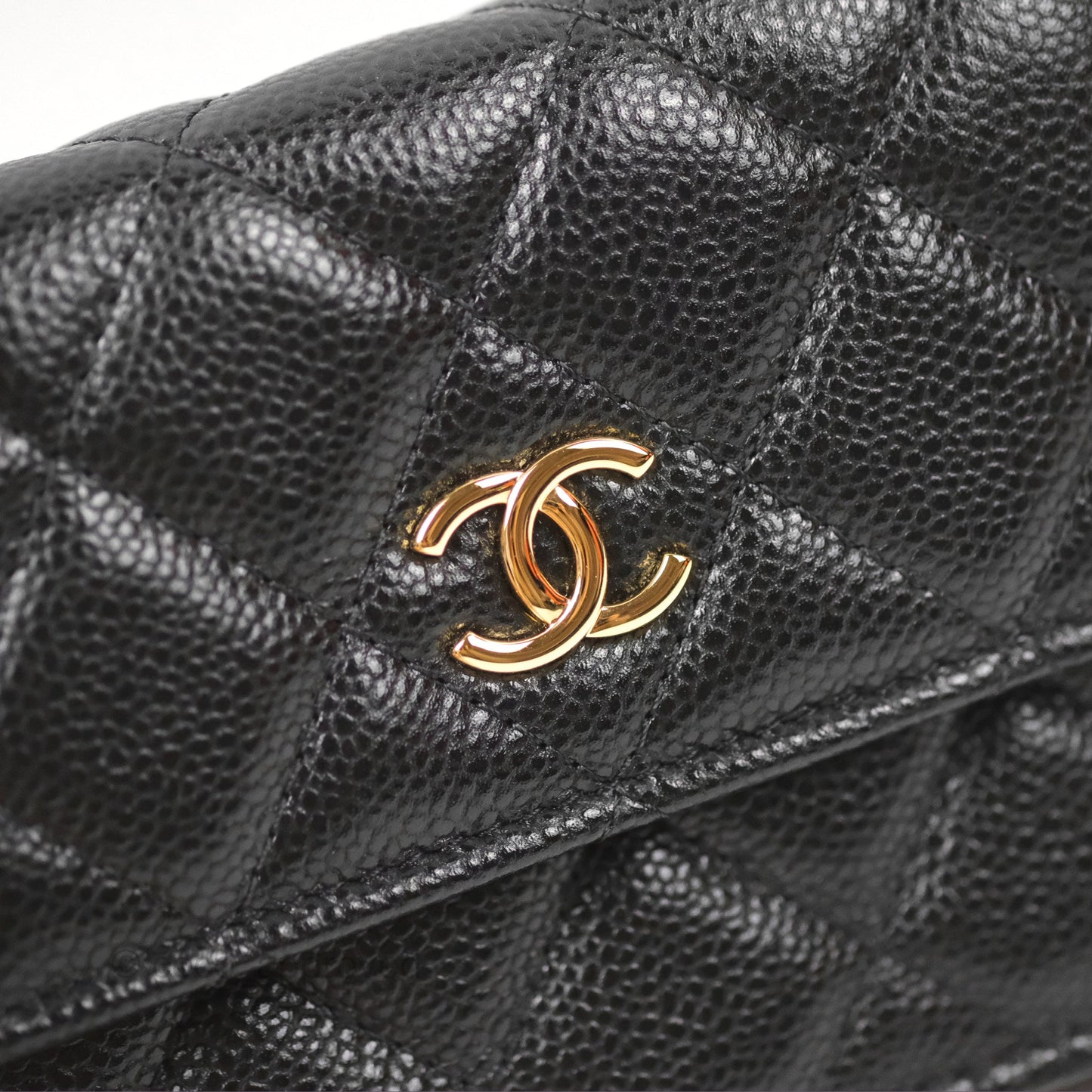 Chanel Miss Coco Clutch With Chain Quilted Black Caviar Gold Hardware
