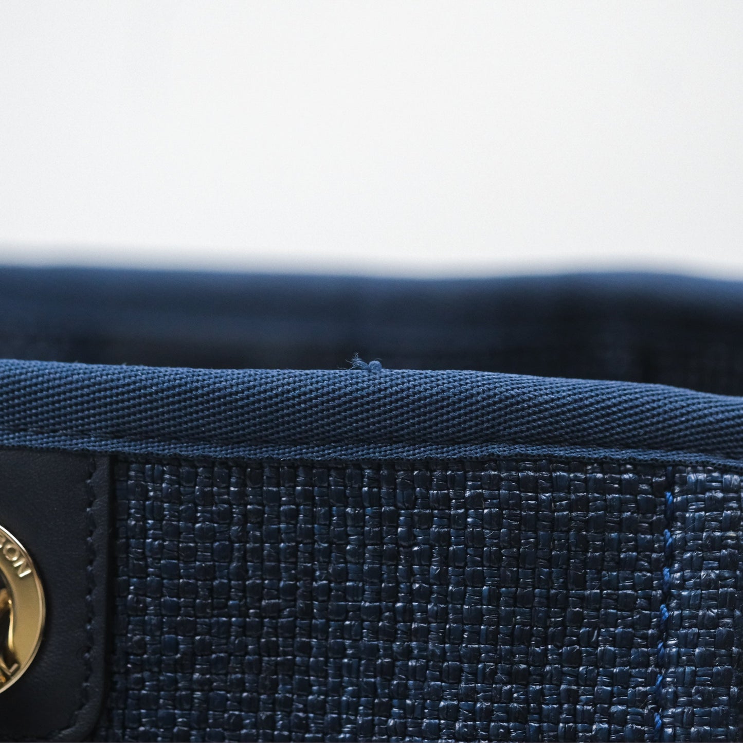 Chanel Medium Deauville Navy Canvas Gold Hardware