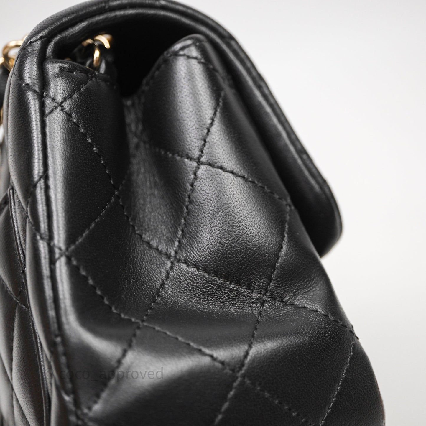 Chanel Mini Square Quilted Black Lambskin Gold Hardware