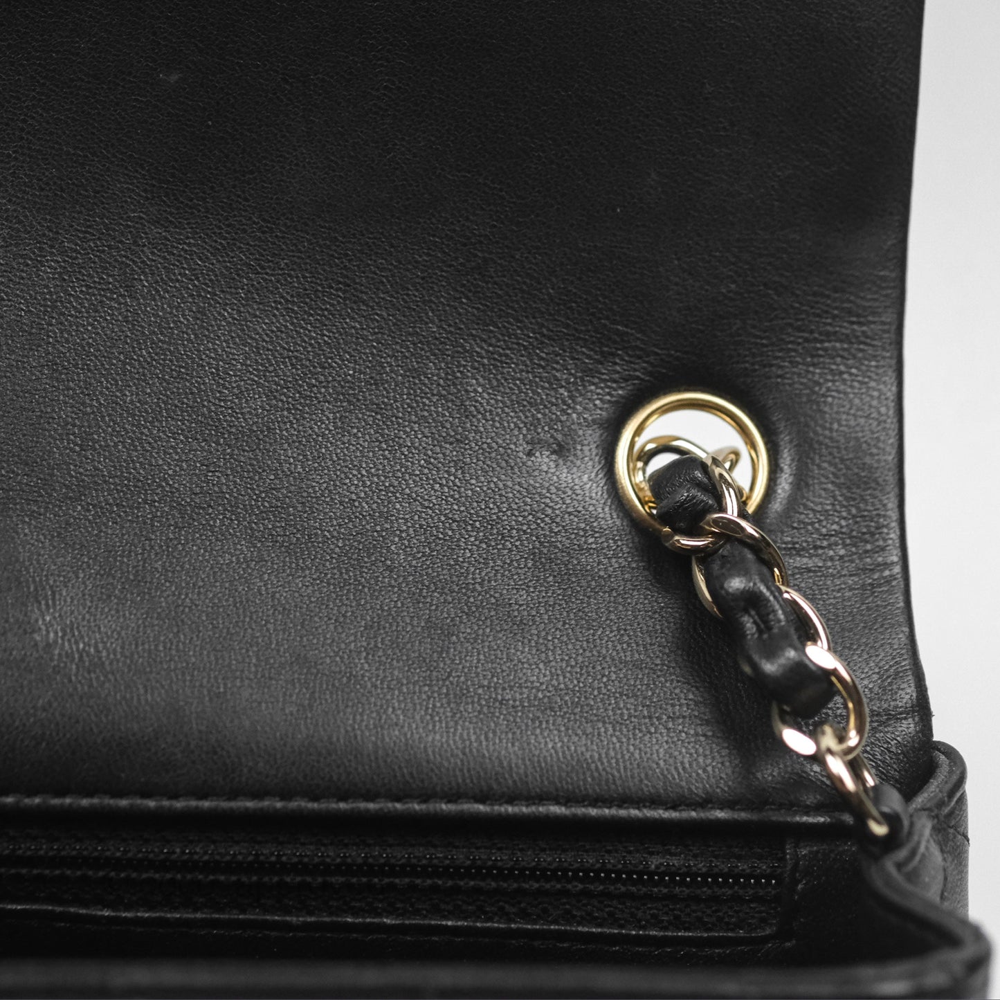 Chanel Quilted Mini Rectangular Flap Black Lambskin Gold Hardware
