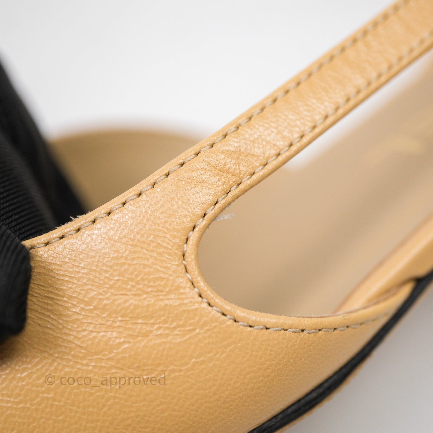 Chanel Classic Slingback Flats Beige Black Size 36
