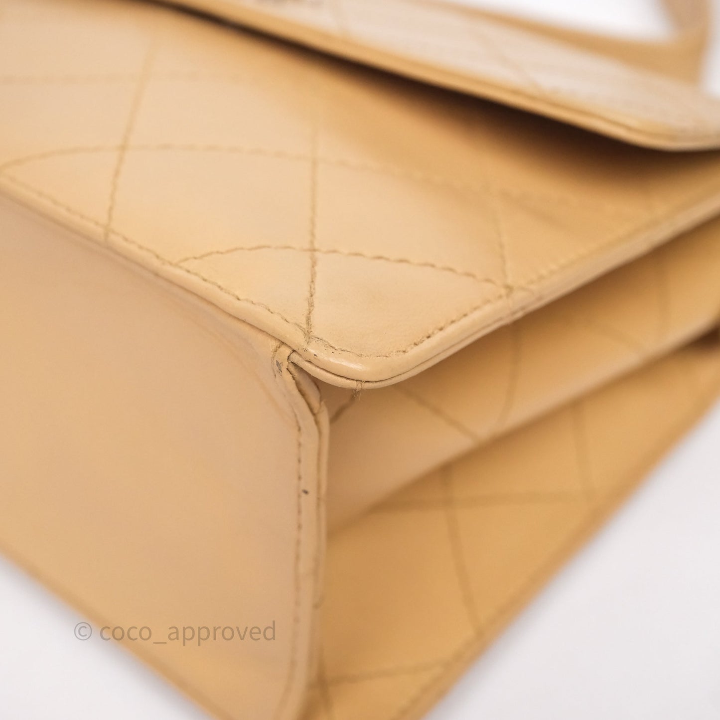 Chanel Vintage Quilted Kelly Shoulder Bag Beige Silver Hardware