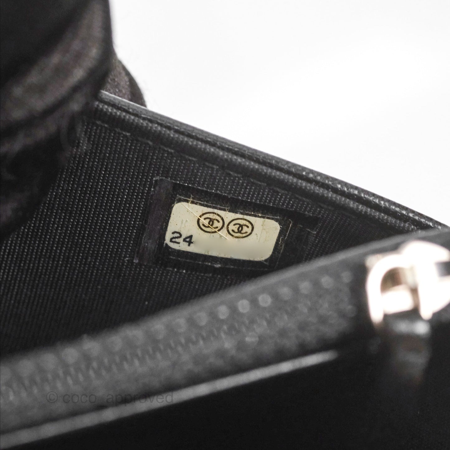 Chanel Diamond CC Wallet On Chain WOC Black Goatskin Silver Hardware