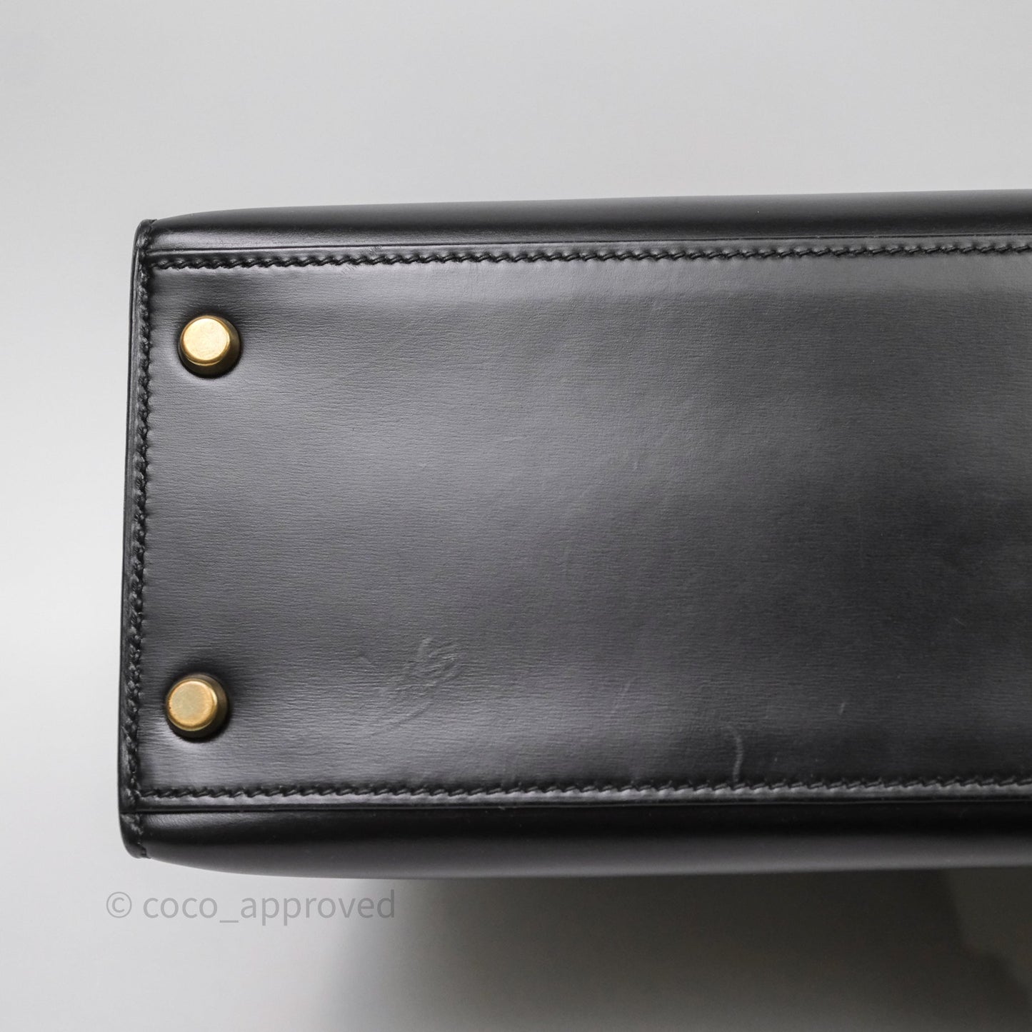 Hermès Vintage Kelly 28 Sellier Black Noir 89 Box Leather Gold Hardware