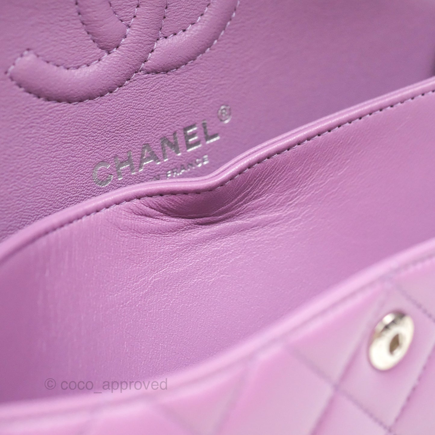 Chanel Small Classic Flap Quilted Purple Lambskin Silver Hardware