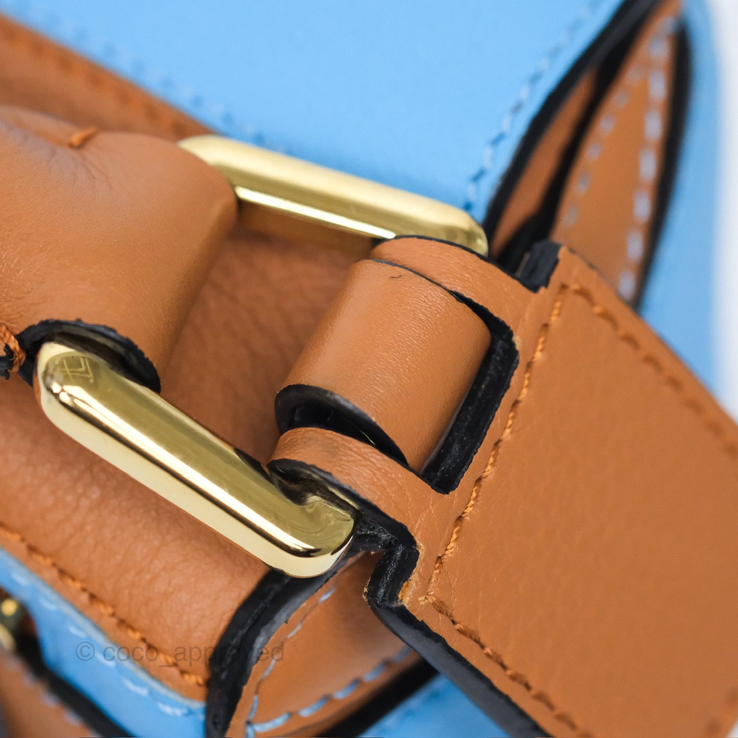 Loewe Small Rugby Puzzle Blue Tan Calfskin