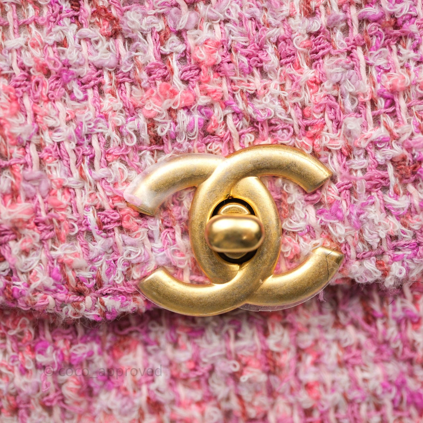Chanel Kelly Bag Pink Tweed Aged Gold Hardware