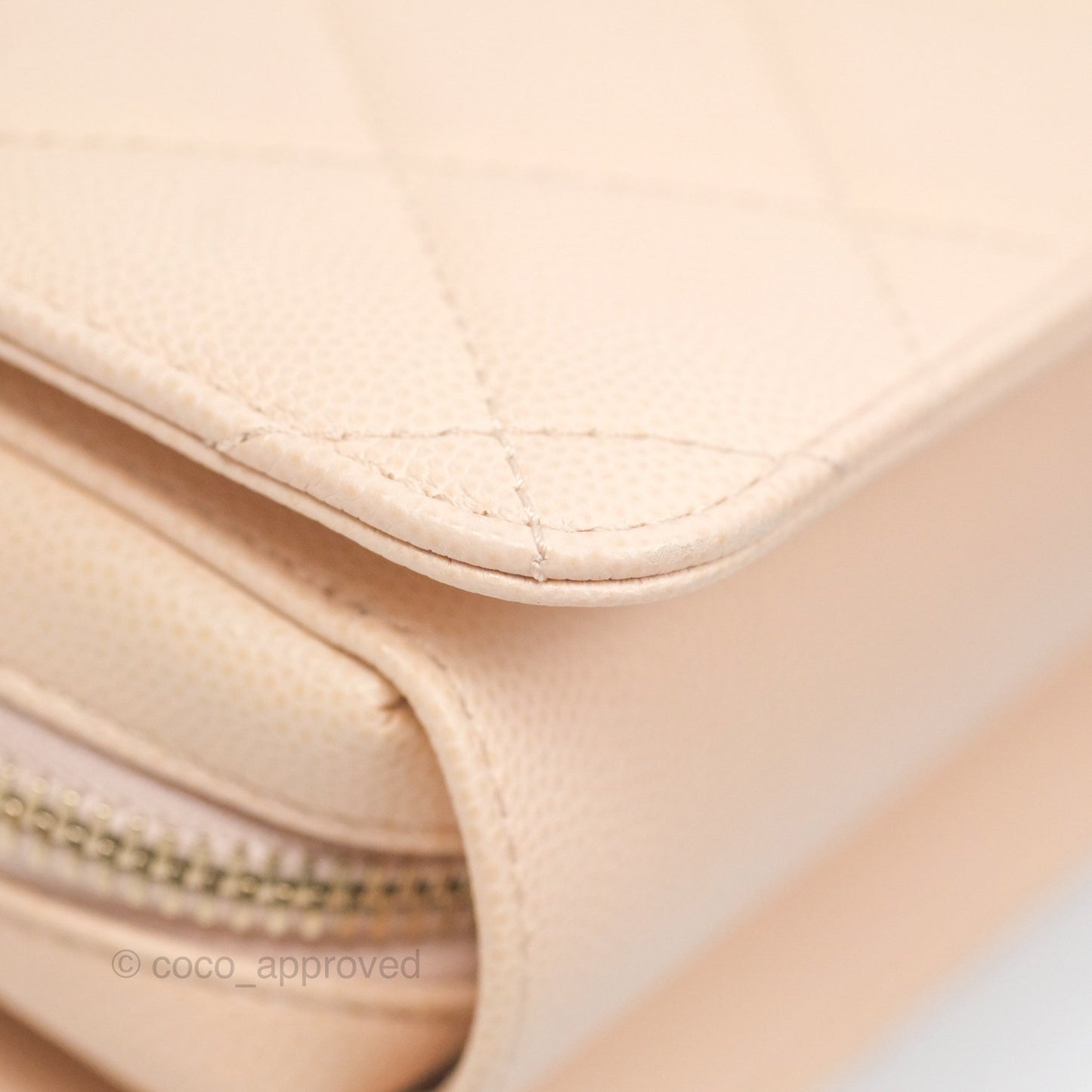 Chanel Quilted Small Like The Wallet Flap Light Beige Pink Caviar Light Gold Hardware 22C