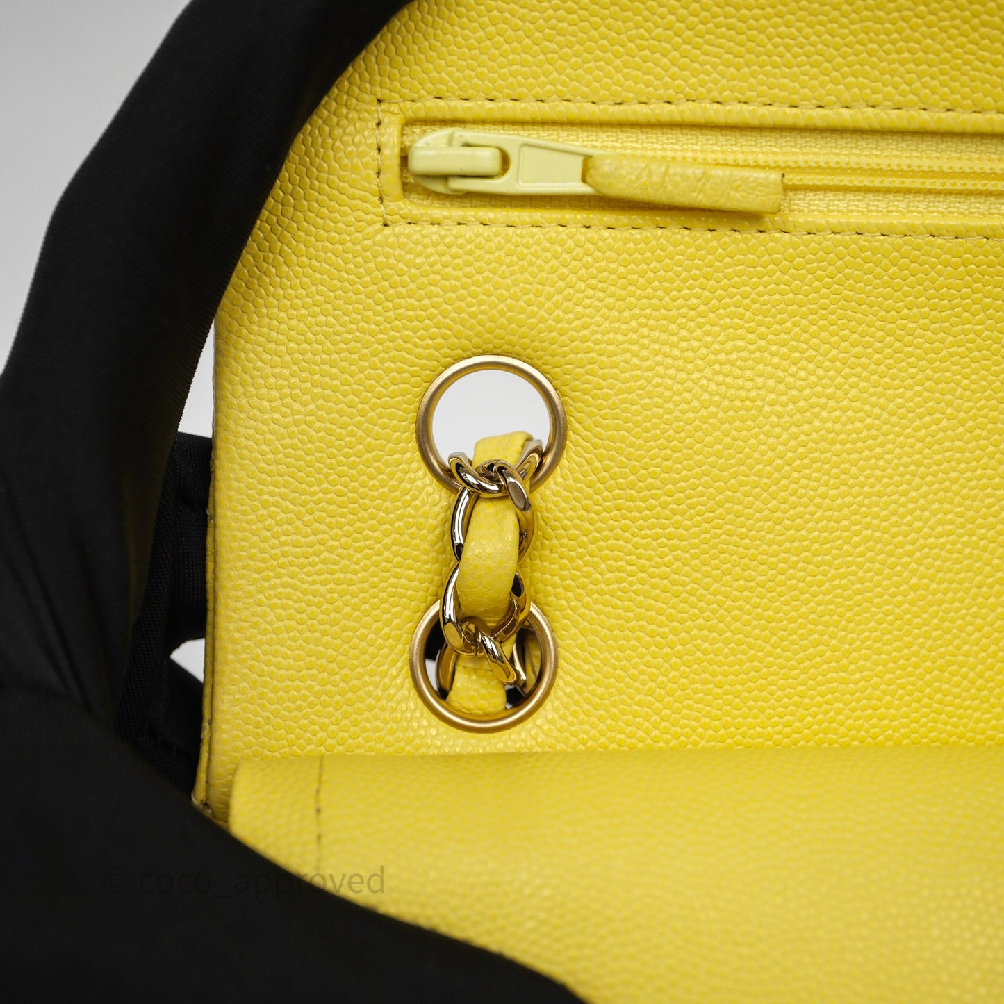 Chanel Small Classic Flap Quilted Yellow Caviar Gold Hardware
