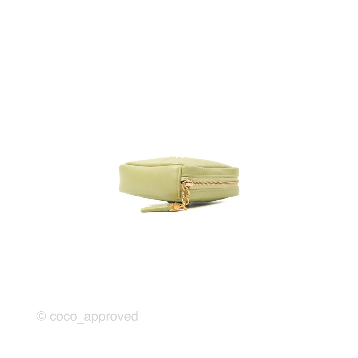 Chanel Diamond Belt Coin Purse Avocado Green Lambskin Aged Gold Hardware