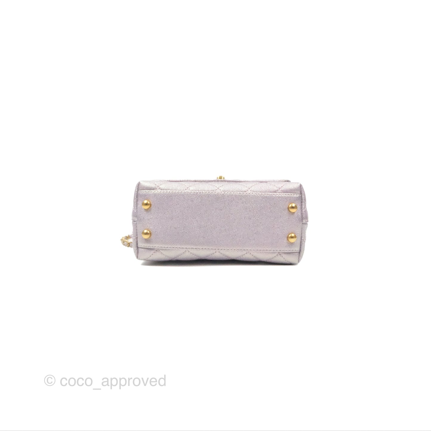 Chanel Mini Coco Handle Quilted Iridescent Purple Caviar Gold Hardware