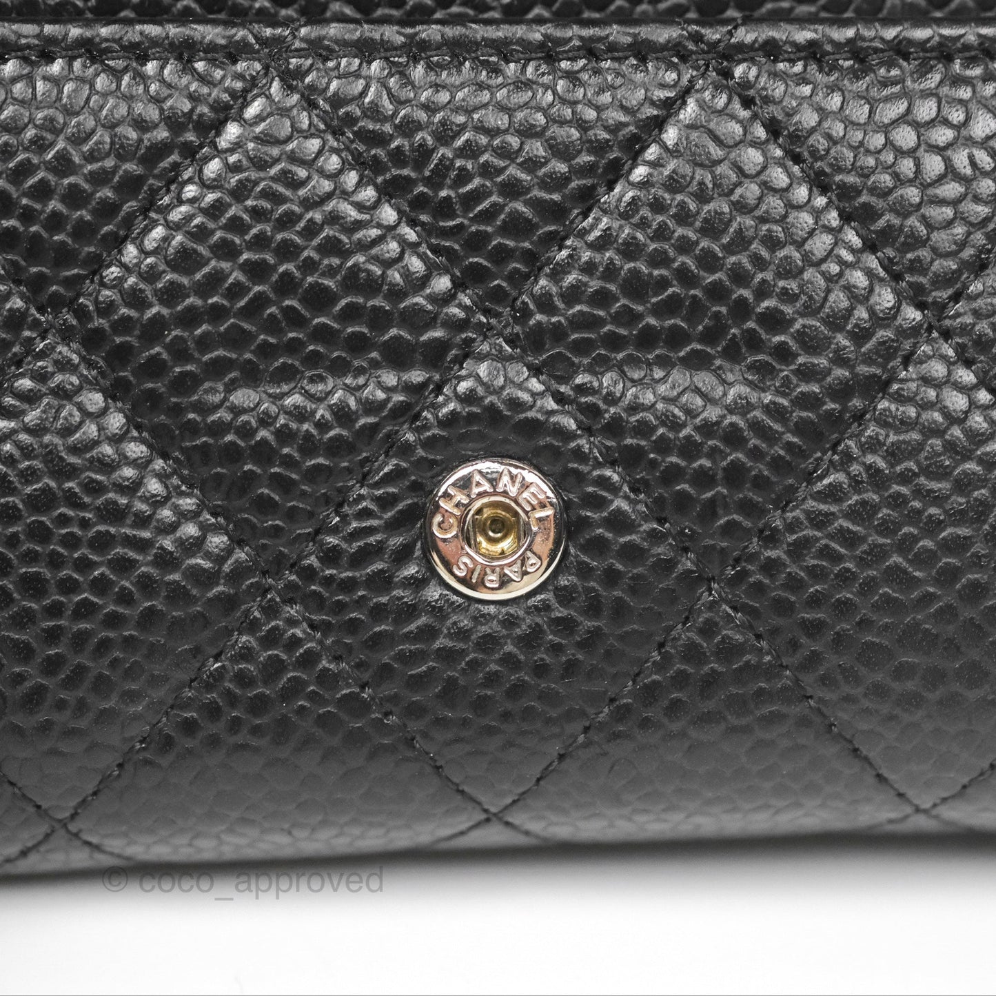 Chanel Classic Quilted Flap Card Holder Black Caviar Silver Hardware