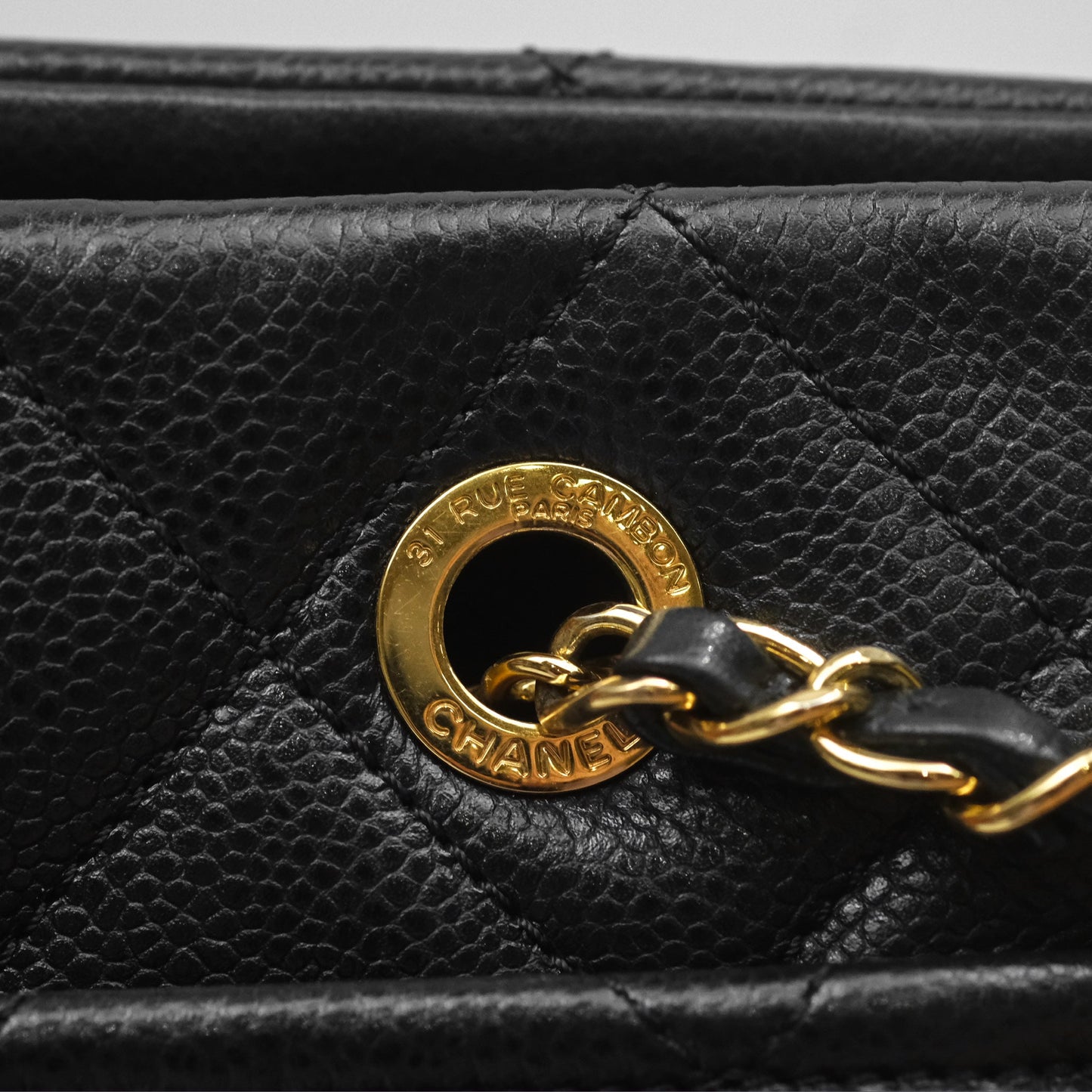 Chanel Quilted Caviar Leather Timeless CC Soft Shopping Tote Bag Black