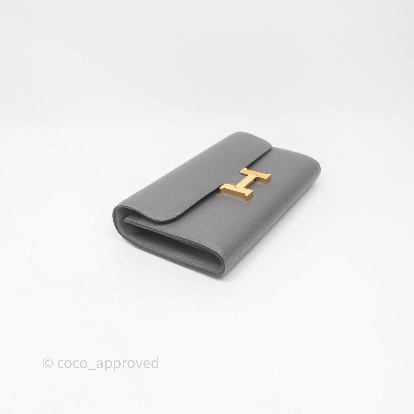 Hermès Constance Long To Go Wallet Gris Meyer 0L Epsom Gold Hardware
