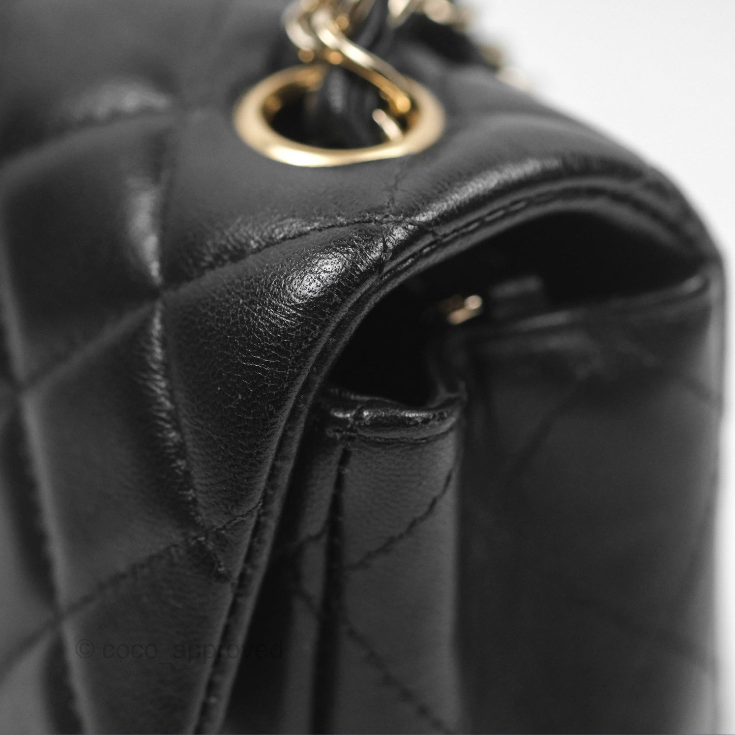 Chanel Quilted Mini Rectangular Flap Black Lambskin Gold Hardware