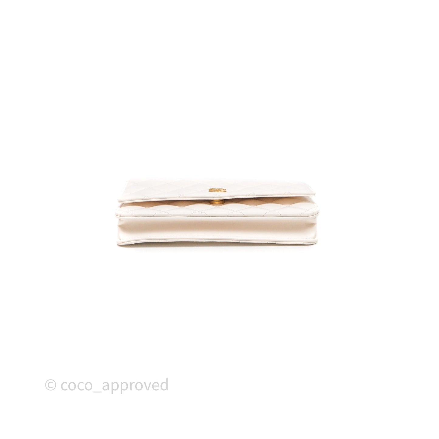 Chanel Coco Heart Chain WOC Ivory White Lambskin Aged Gold Hardware 22K