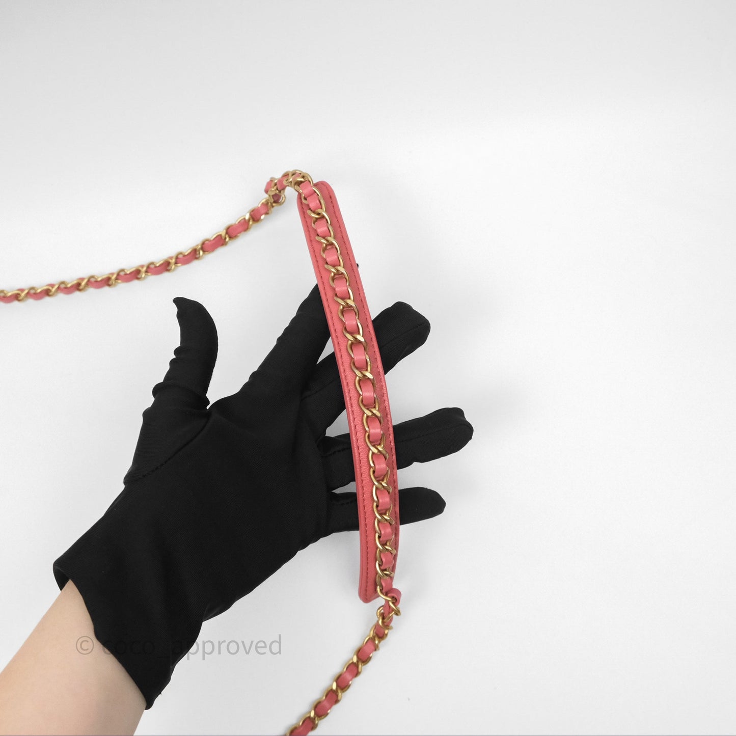 Chanel Quilted Small Chain Infinity Handle Bag Pink Lambskin Aged Gold Hardware