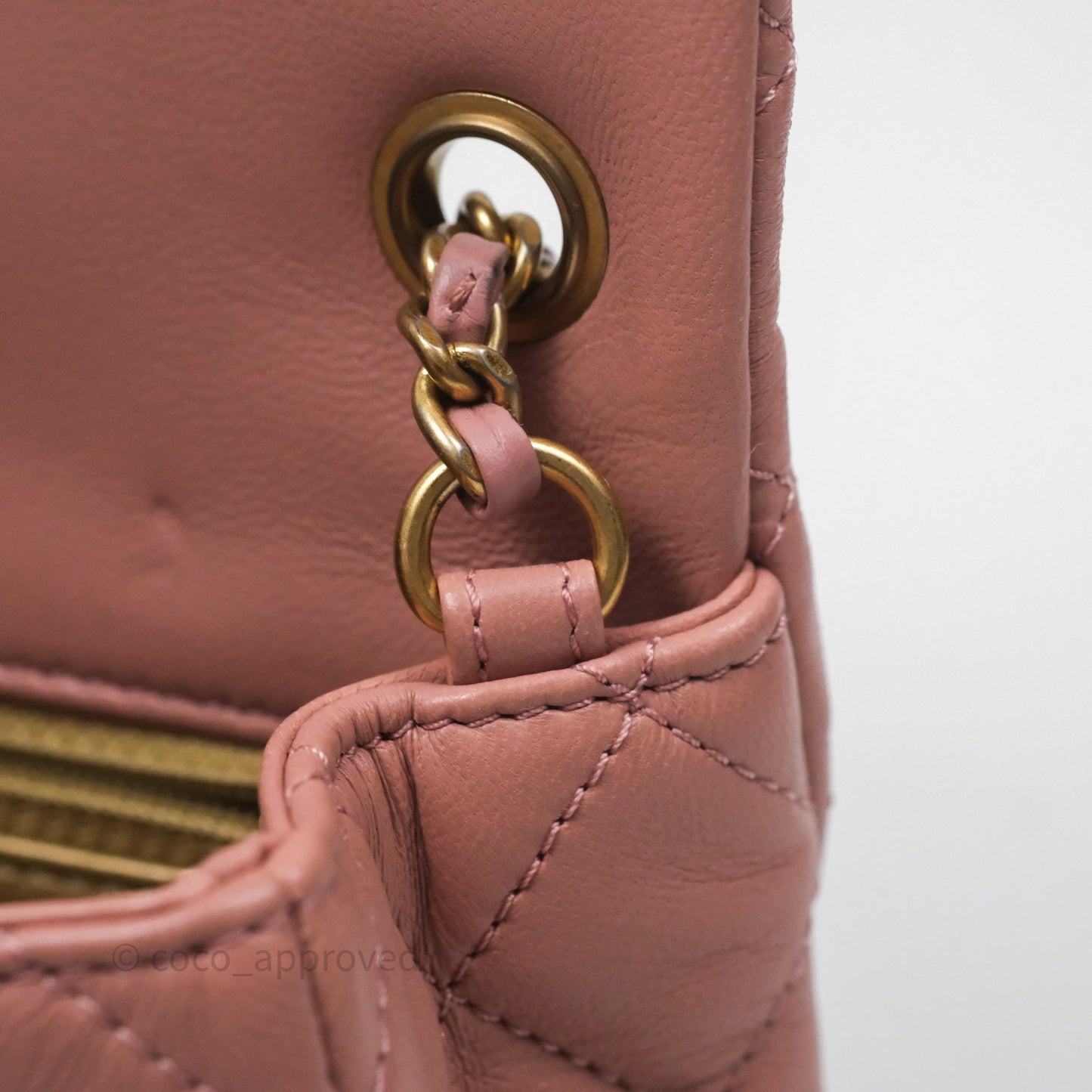 Chanel Mini Rectangular Pearl Crush Dusty Pink Lambskin Aged Gold Hardware