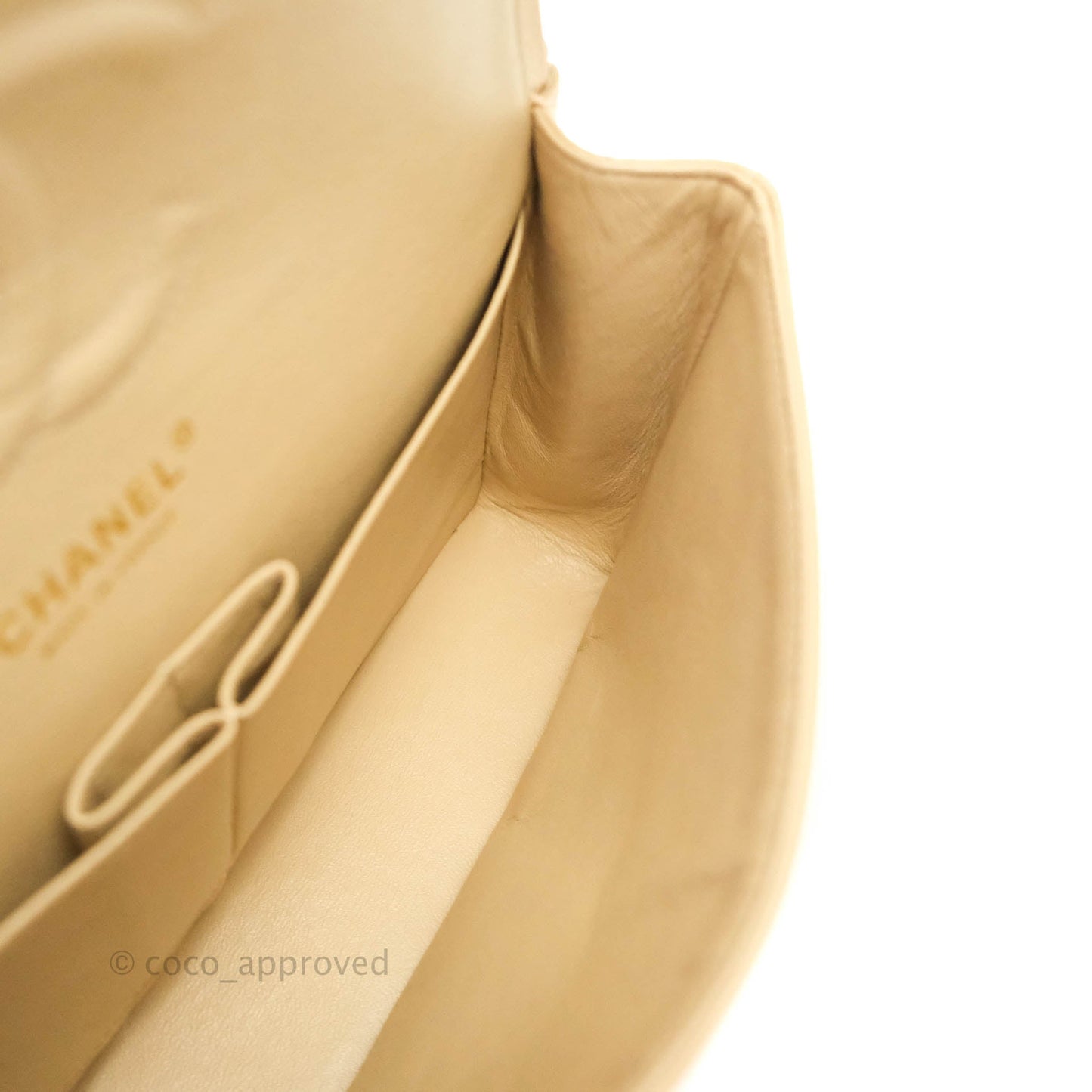 Chanel M/L Medium Double Flap Bag Beige Caviar Gold Hardware