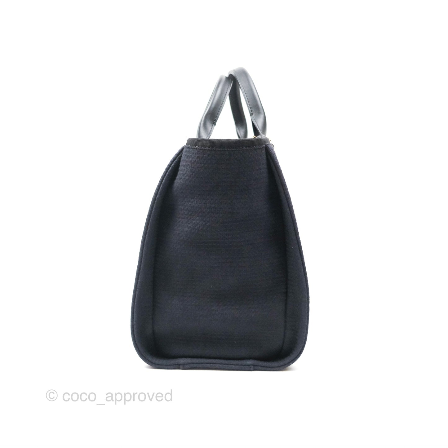 Chanel New Small Deauville Tote Dark Navy Cotton Raffia Logo