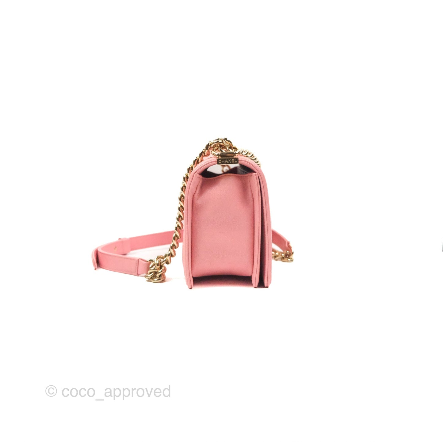 Chanel Boy Chevron Medium Pink Caviar Gold Hardware