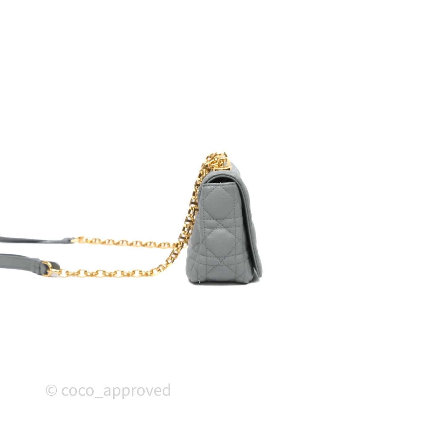 Christian Dior Small Caro Bag Stone Gray Supple Cannage Calfskin