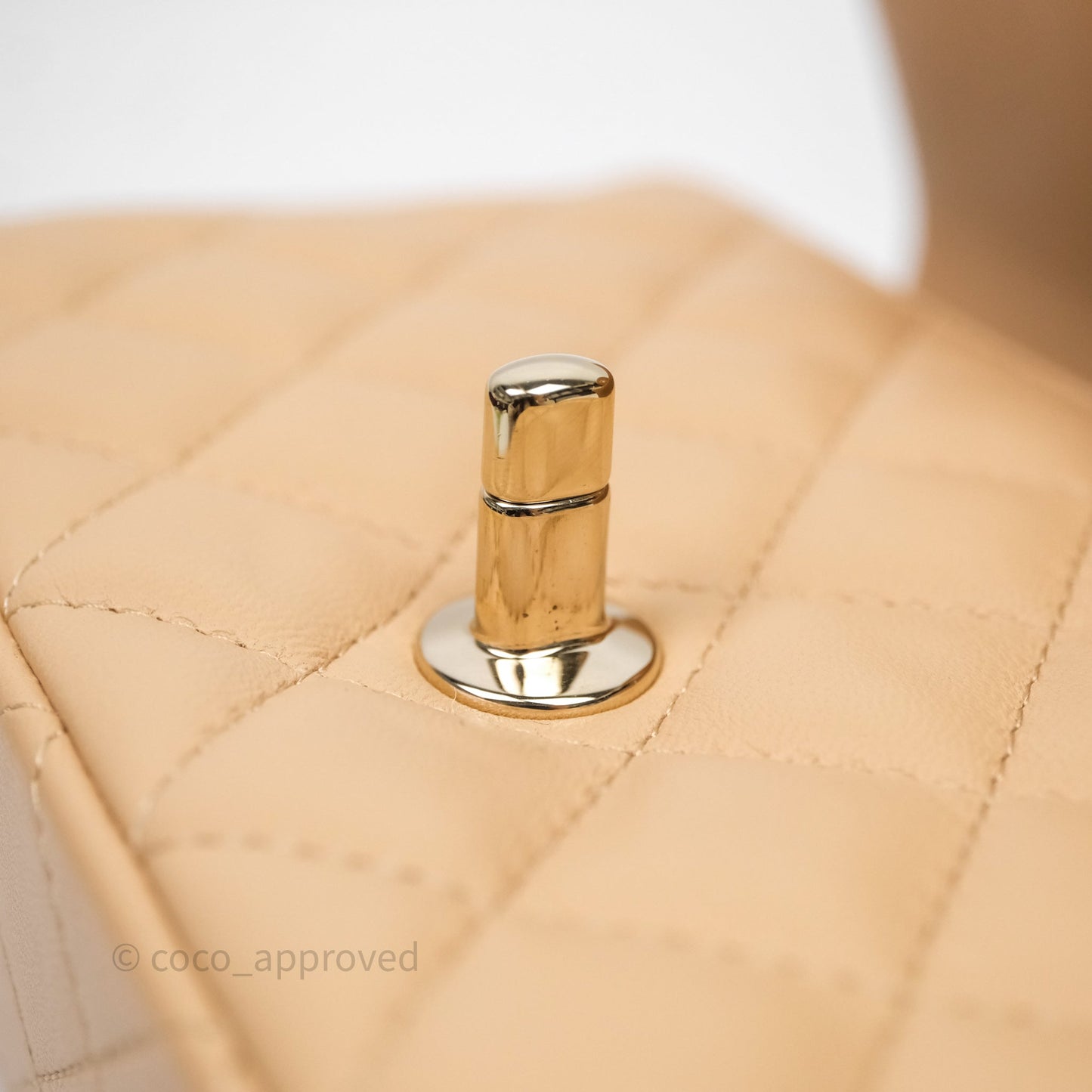 Chanel Mini Rectangular Quilted Beige Lambskin Light Gold Hardware