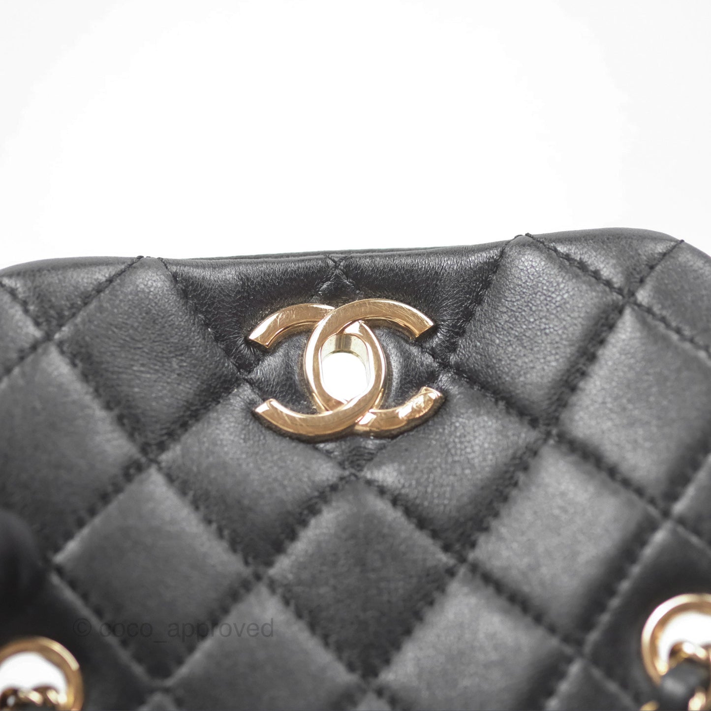 Chanel Quilted Small Duma Drawstring Backpack Black Lambskin