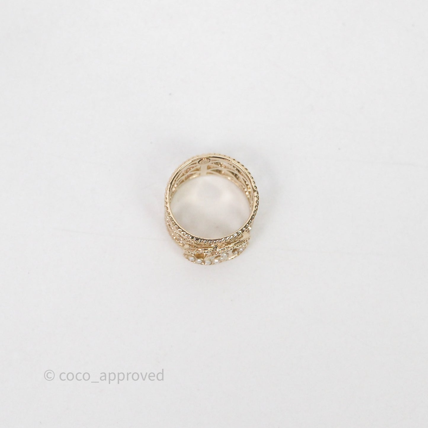 Chanel Pearl CC Ring Gold Tone 19C