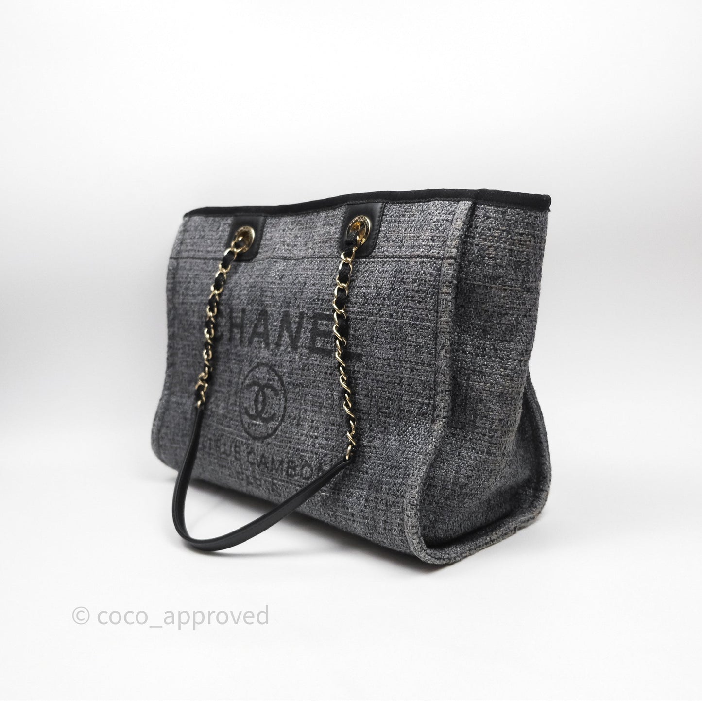 Chanel Medium Deauville Charcoal Grey Canvas