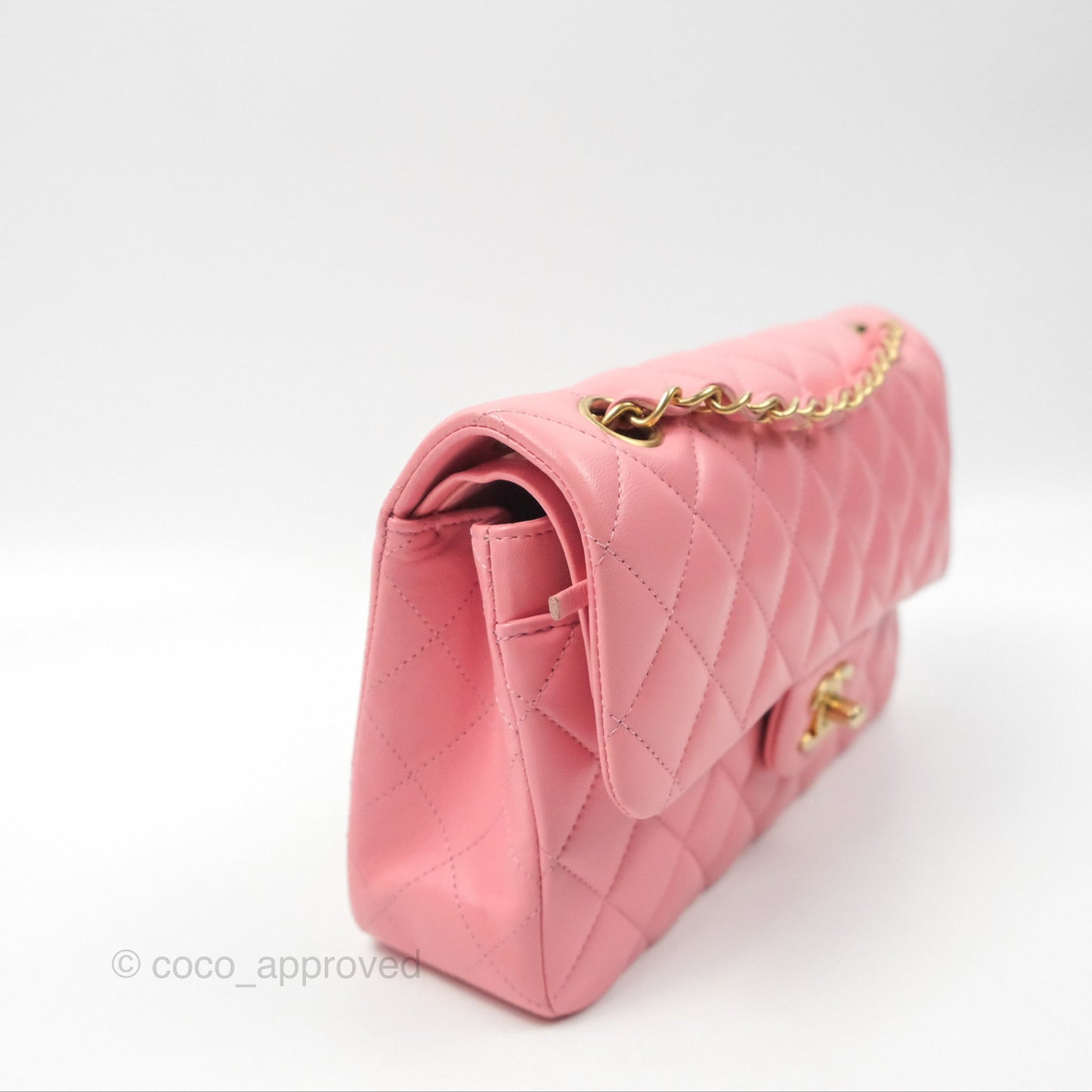 Chanel Small Classic Quilted Flap Pink Lambskin Gold Hardware