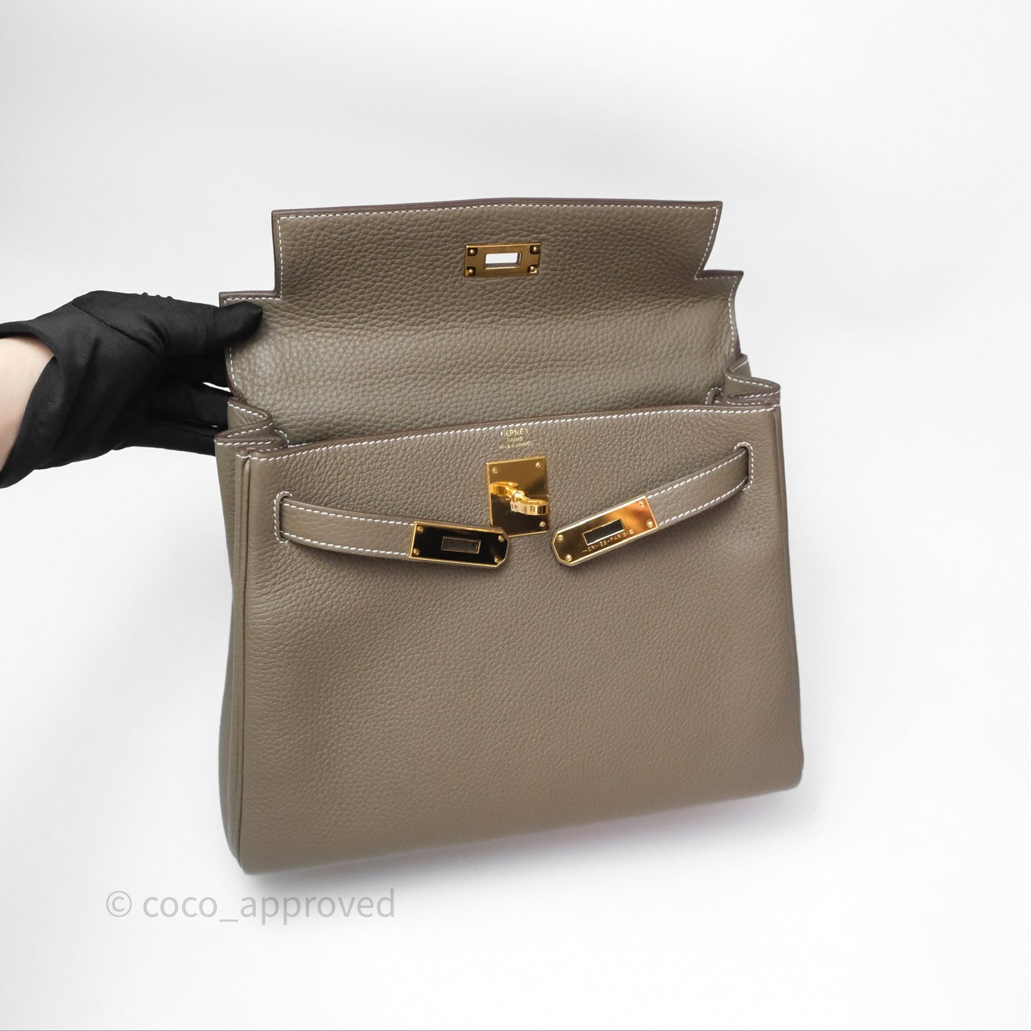 Hermès Kelly II 28 Retourne Etoupe 18 Clemence Gold Hardware