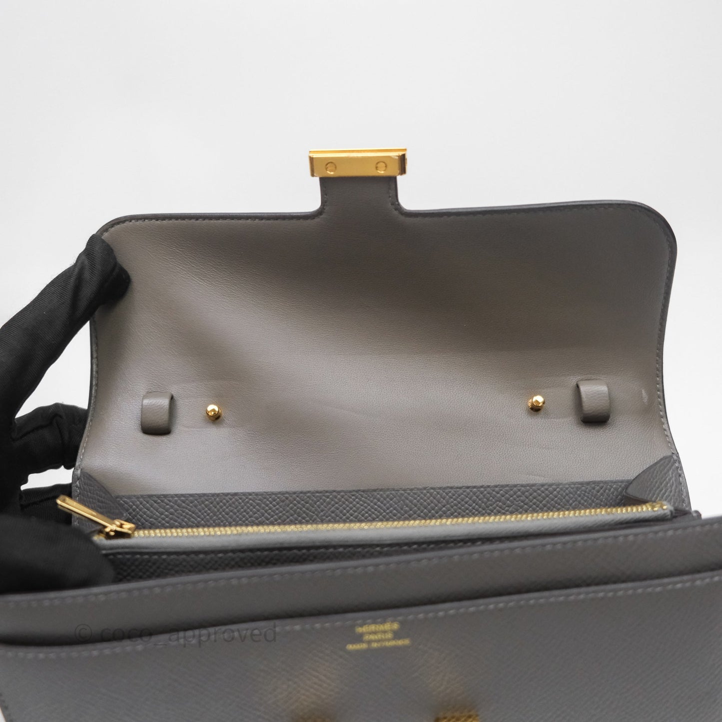 Hermès Constance Long To Go Wallet Gris Meyer 0L Epsom Gold Hardware