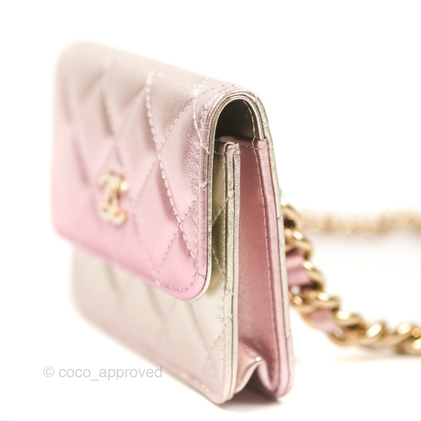Chanel Waist Belt Bag Metallic Gradient Pink/Silver Lambskin Gold Hardware