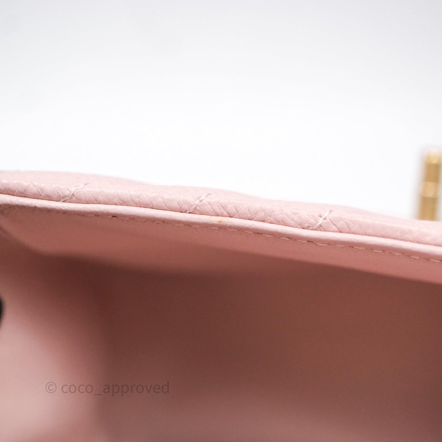 Chanel Mini Square Chevron Pink Calfskin Aged Gold Hardware