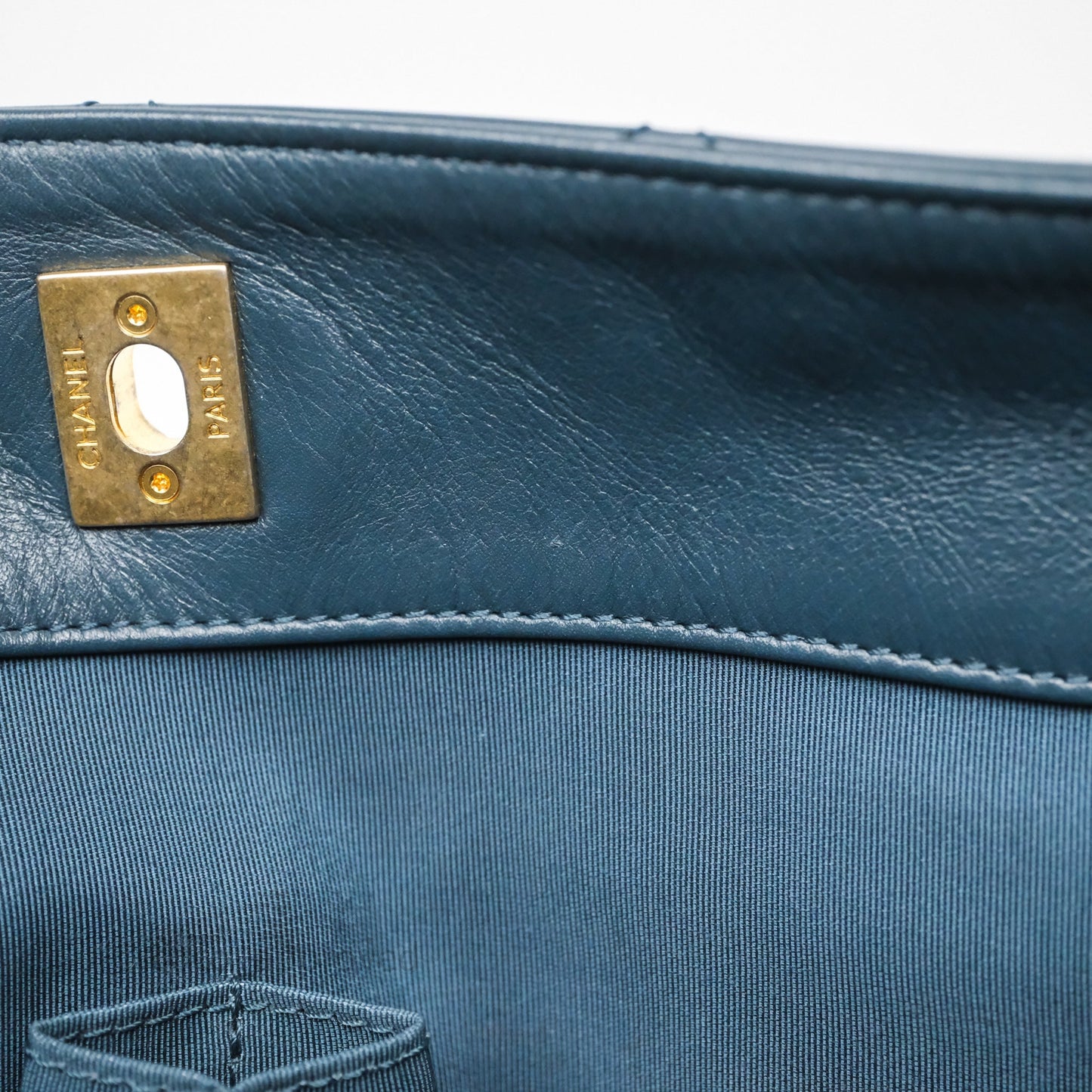 Chanel Button Up Hobo Bag Quilted Teal Calfskin Aged Gold Hardware