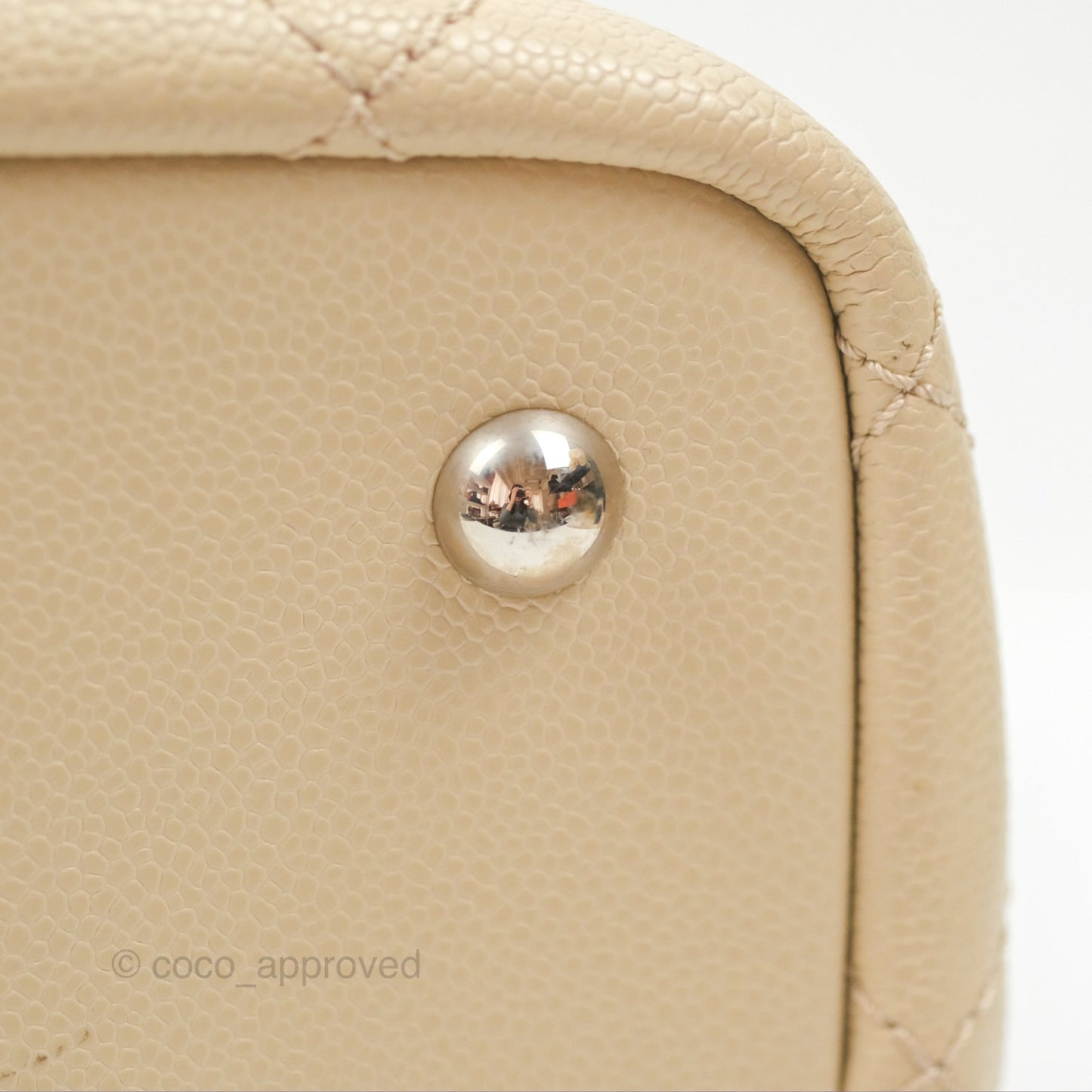 Chanel Large Fever Shopping Tote Quilted Beige Black Caviar