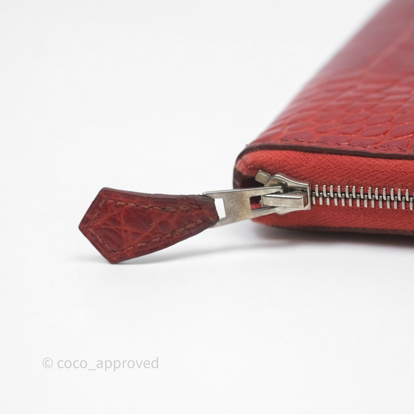 Hermès Azap Wallet Red Alligator Palladium Hardware