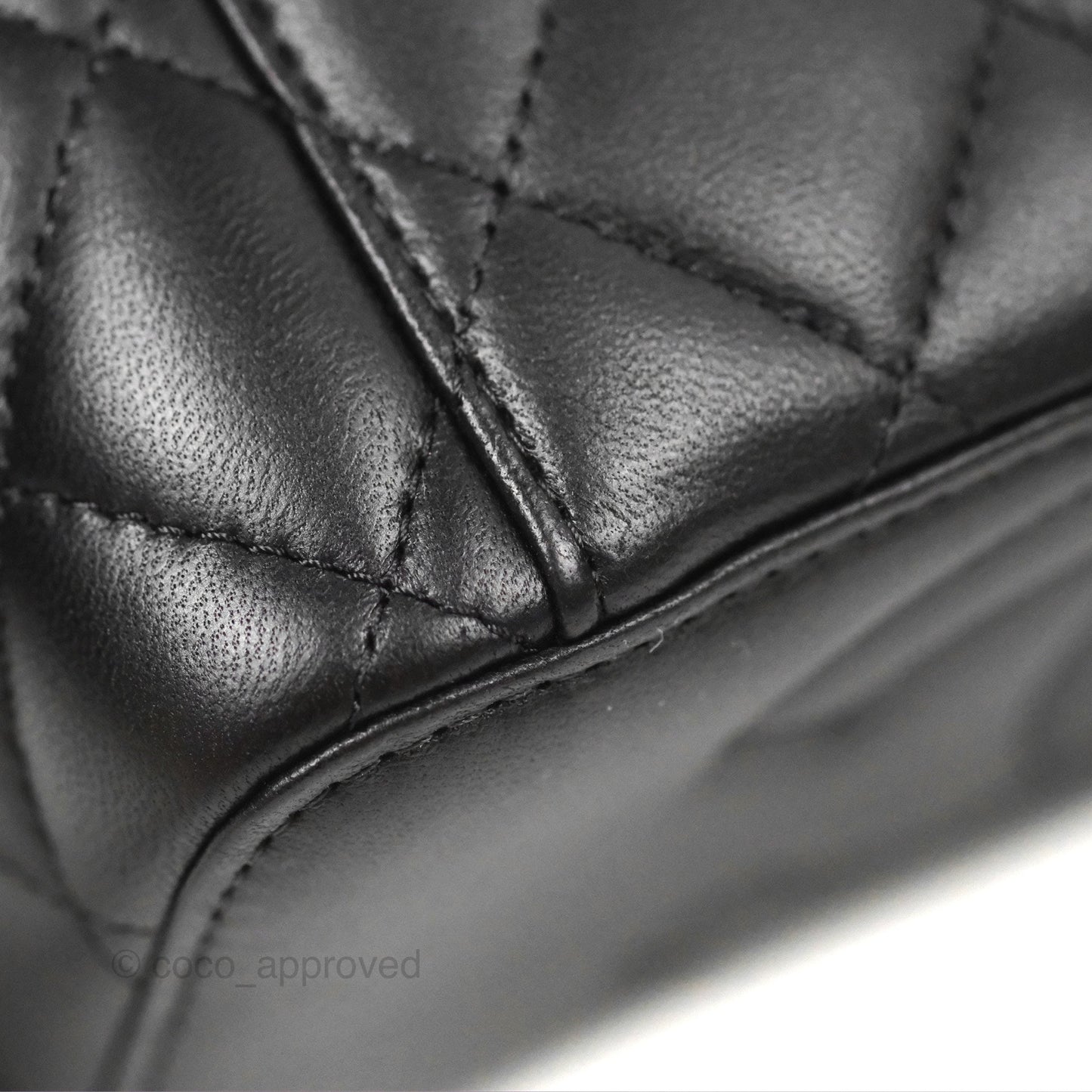 Chanel Quilted Vanity Rectangular with Camellia Adjustable Chain Black Lambskin 23S