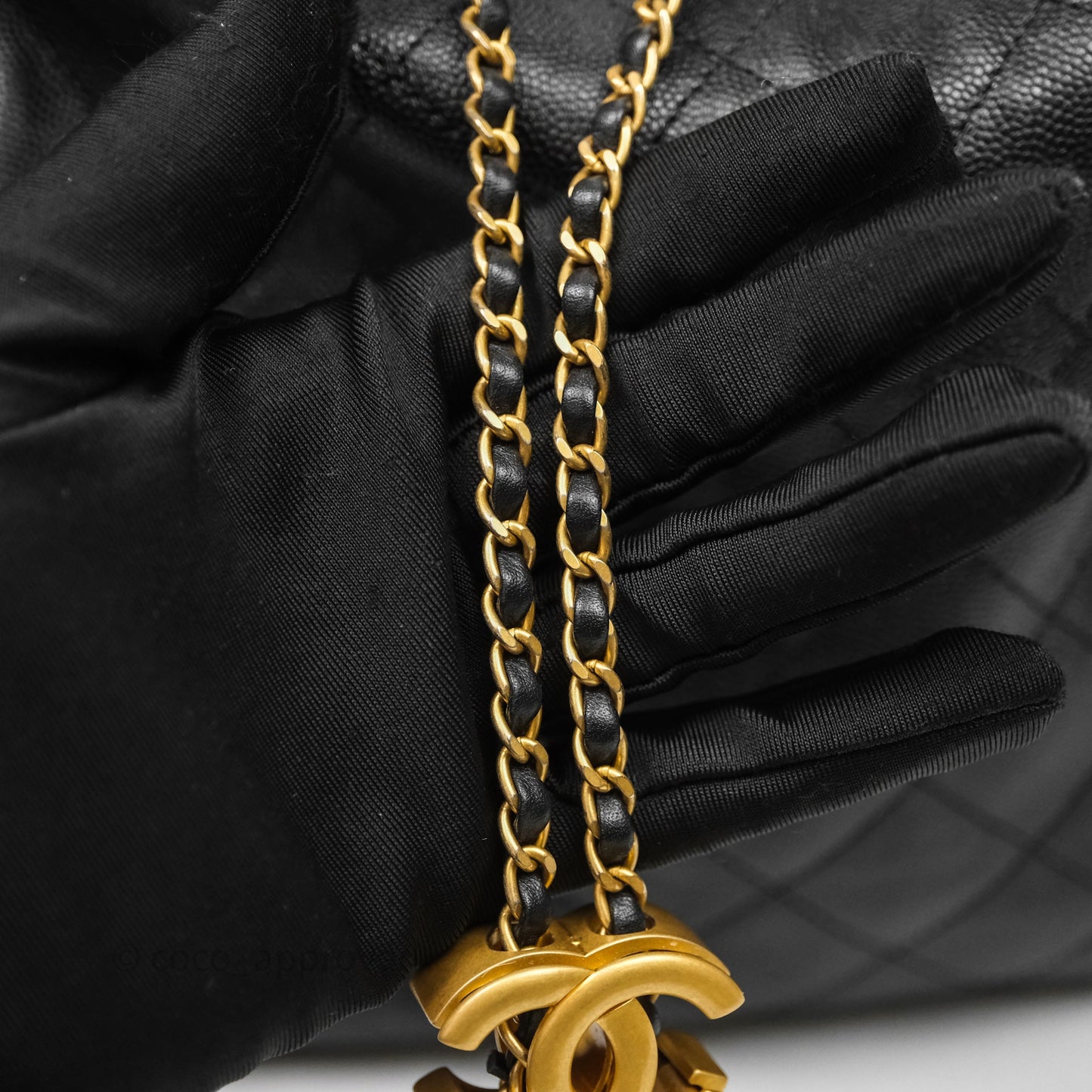 Chanel 25 Medium Black Caviar Aged Gold Hardware