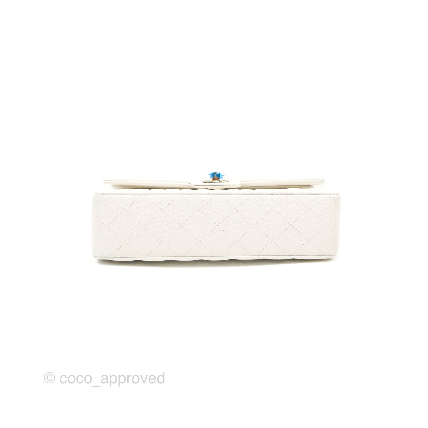 Chanel Classic M/L Medium Flap Quilted White Caviar Gold Hardware