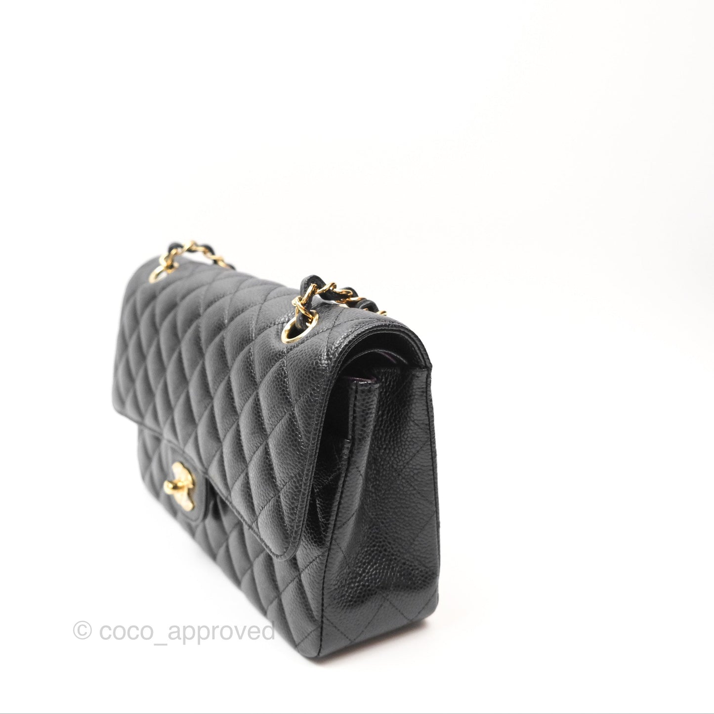 Chanel Classic M/L Medium Flap Quilted Black Caviar Gold Hardware