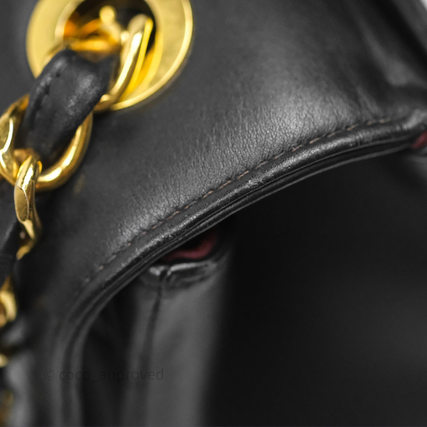 Chanel Vintage Maxi Quilted CC Flap Bag Black Lambskin Gold Hardware