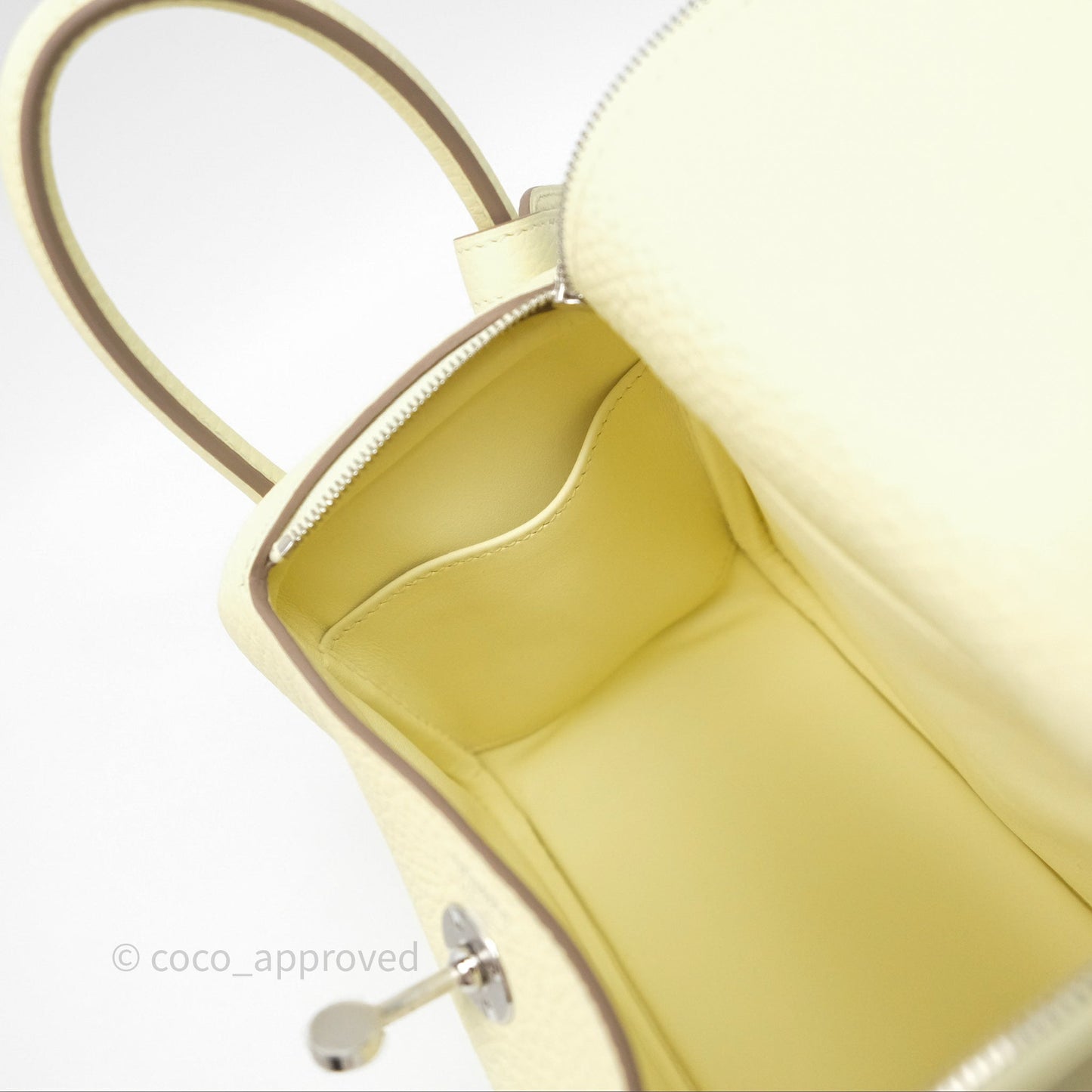 Hermès Mini Lindy II 20 Jaune Milton Clemence Palladium Hardware